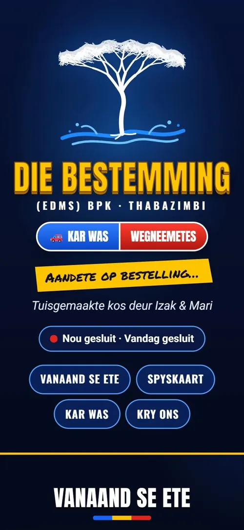 The Die Bestemming site on a phone